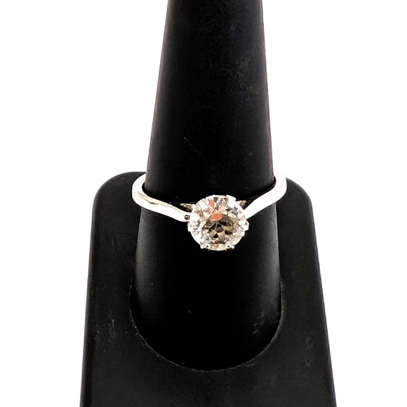 Vintage 40s 50s Signed Uncus Size 9 Sterling Silver 1 CT CZ Engagement Ring - Picture 1 of 9